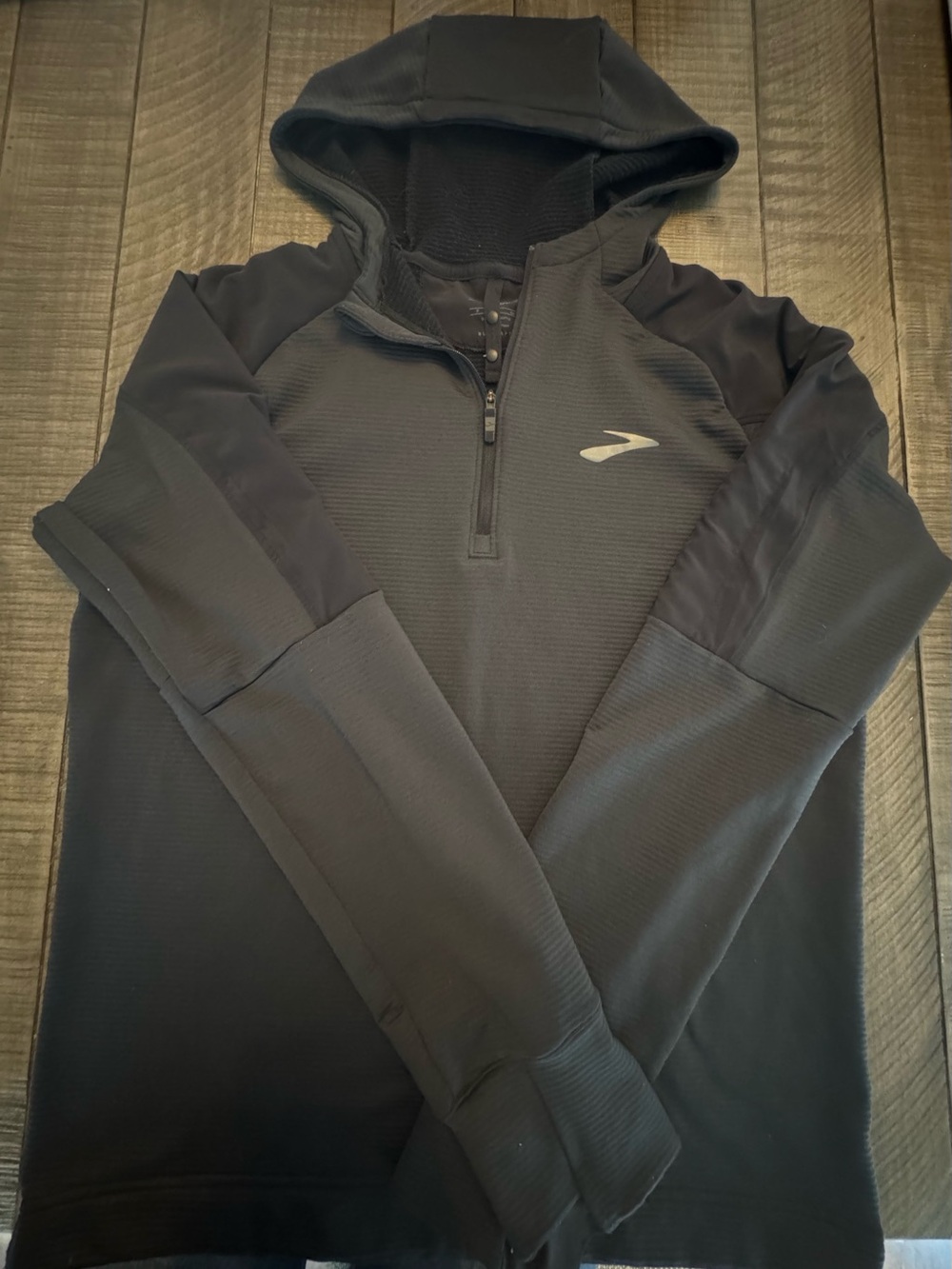 Brooks Women’s Black Hooded Quarter-Zip Pullover